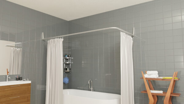 Duschdraperistång 70x90/70x160/90x140cm. Vinklad för badkar - Bild 2