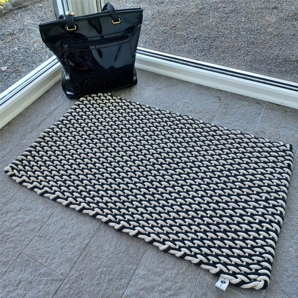 Badrumsmatta Rep-Recycled. Svart/Natur - Bild 3